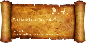 Malkovics Anikó névjegykártya